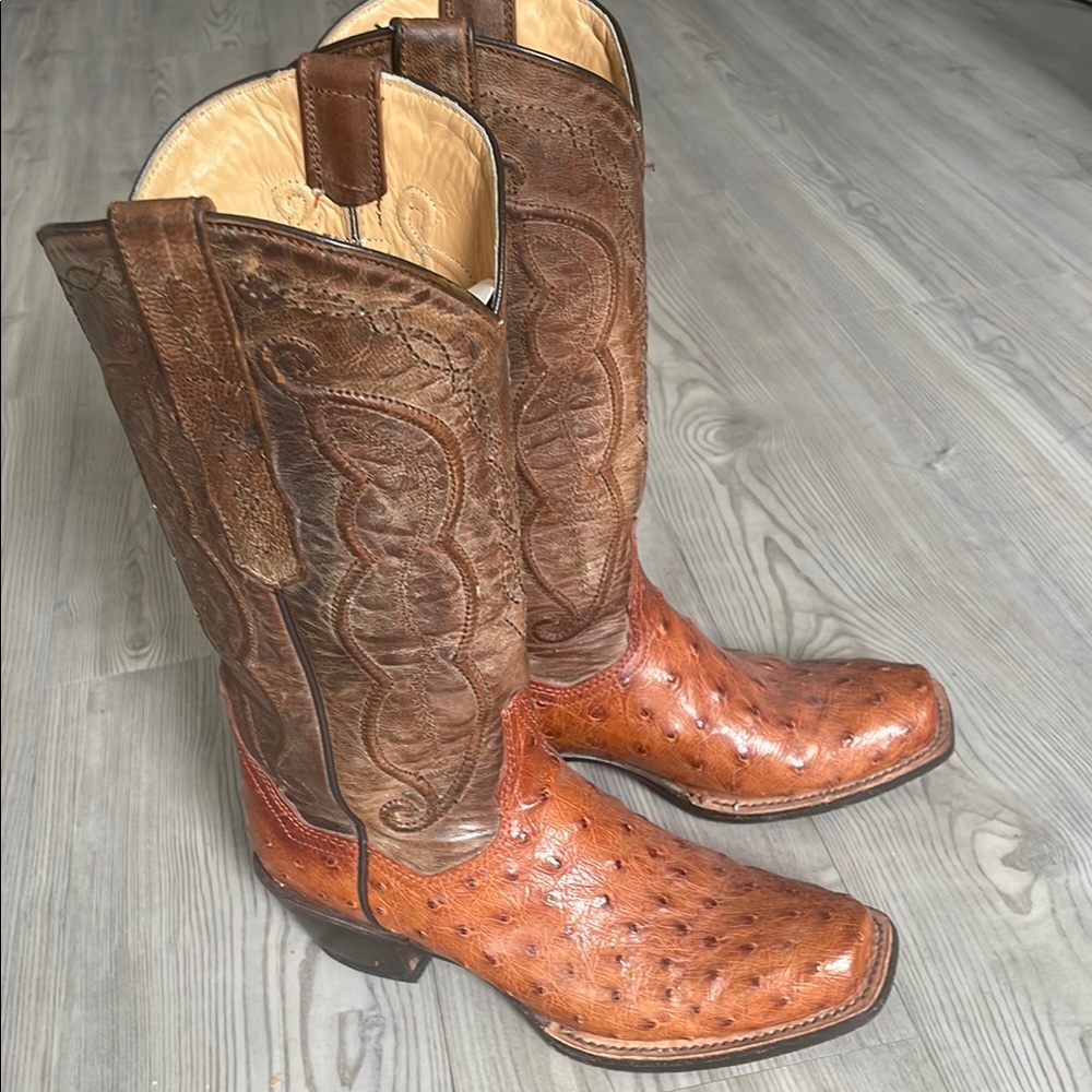 Brown Heeled Boots with Western Stitching